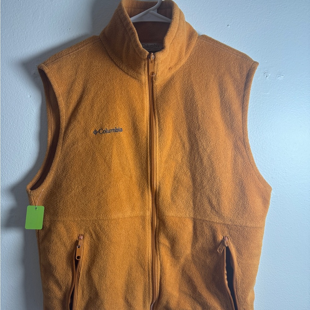 Columbia Fleece Vest Men Size Medium Burnt Orange Full Zip Soft Sherpa Outlayer